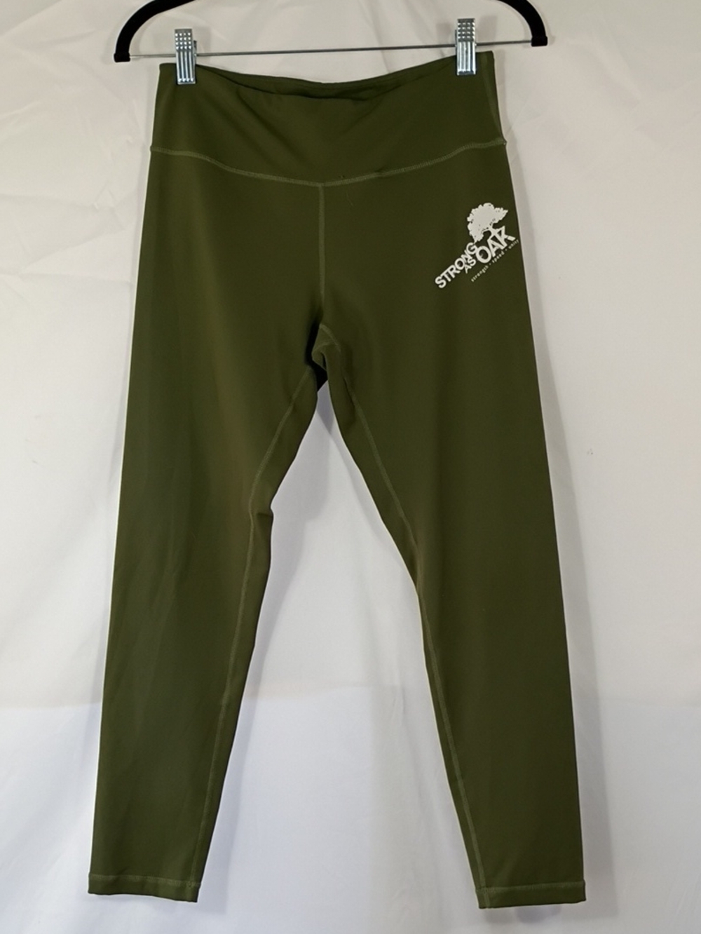 EUC Born Primative Green High Waist Leggings W Strong As Oak Logo Women's Sz Lg